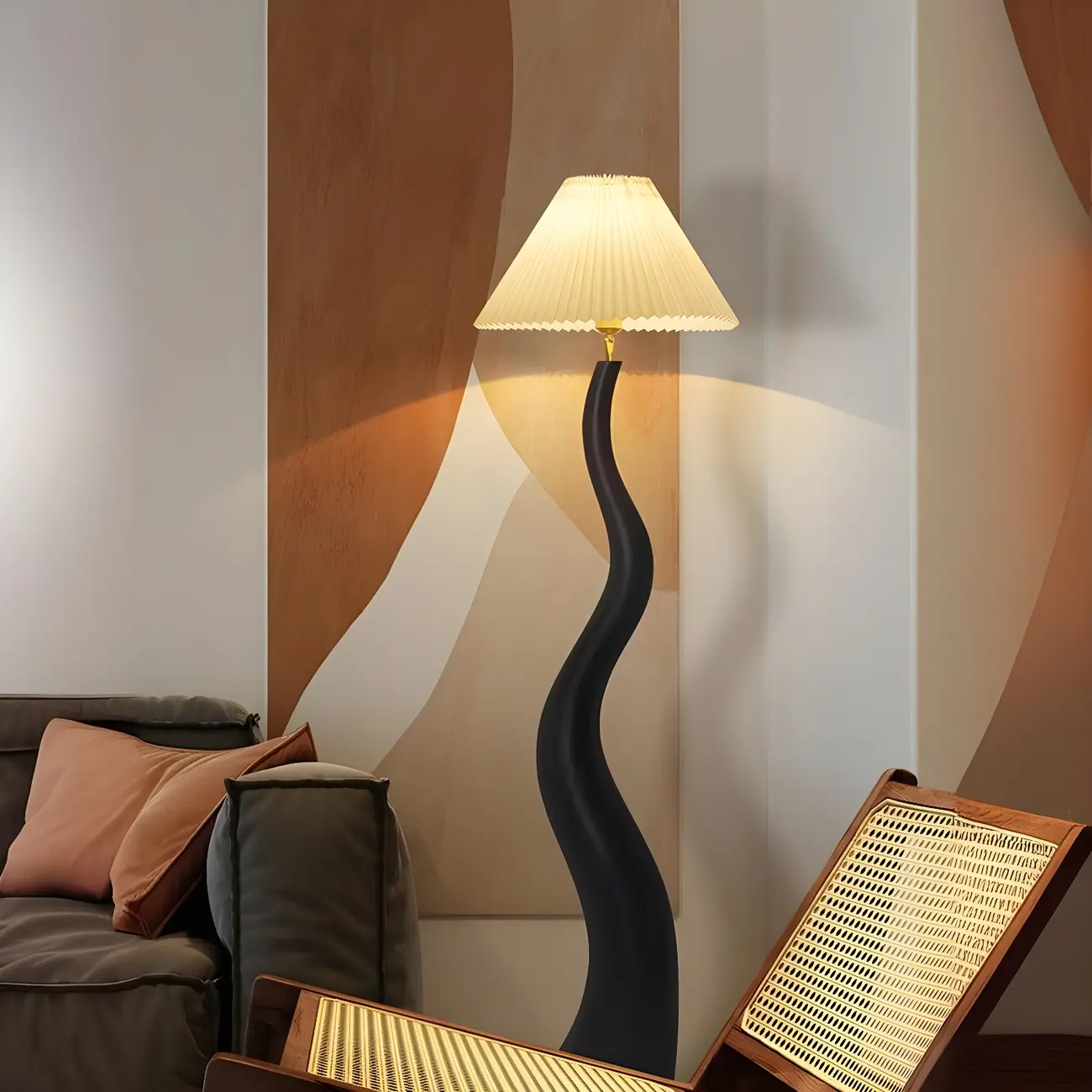 Oriental Resin Wave Floor Lamp for Living Room Decor Image - 7 | homeyfad