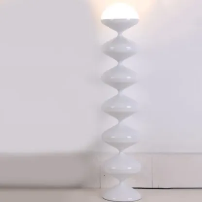 Unique Black Floor Lamp with White Acrylic Dome Shade Image - 2