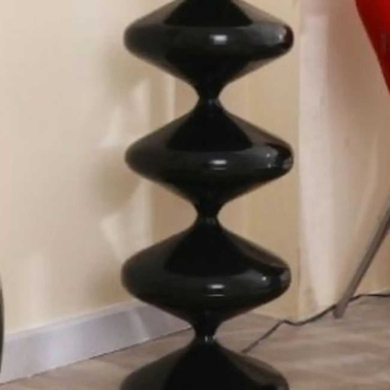 Unique Black Floor Lamp with White Acrylic Dome Shade Image - 8