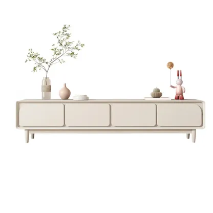 Contemporary Wooden TV Cabinet with Cable Management Image - 4