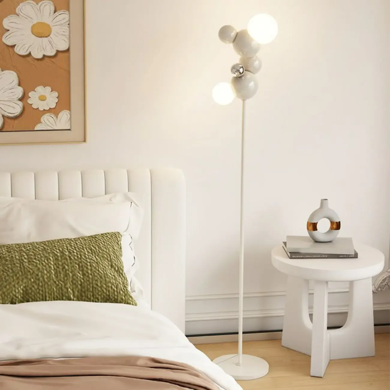2-Light Unique Modern Spherical Floor Lamp for Bedroom Image - 5