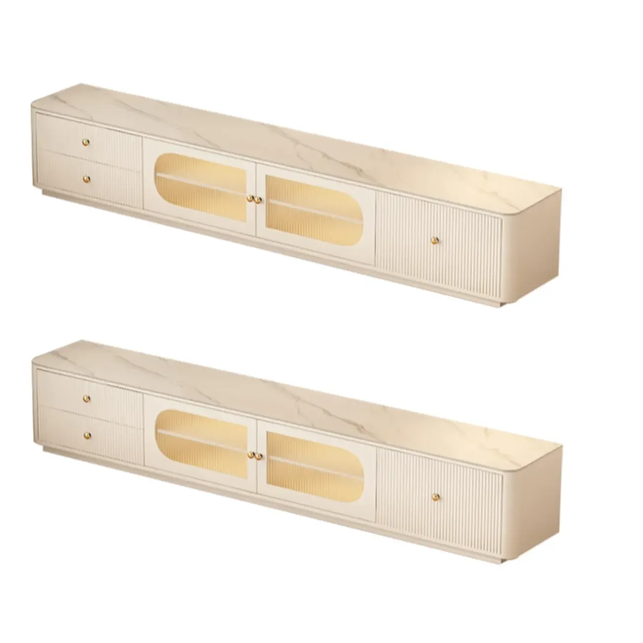 Modern Stone TV Stand with Storage and Cable Management Image - 5