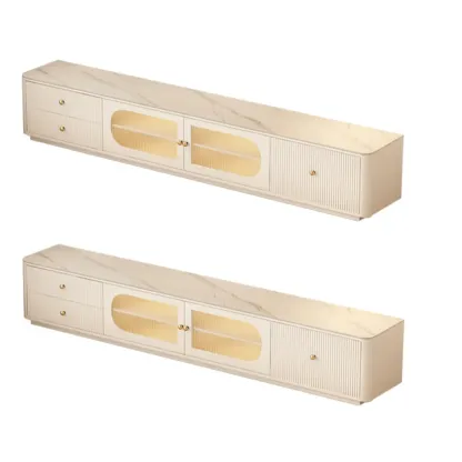 Modern Stone TV Stand with Storage and Cable Management Image - 5