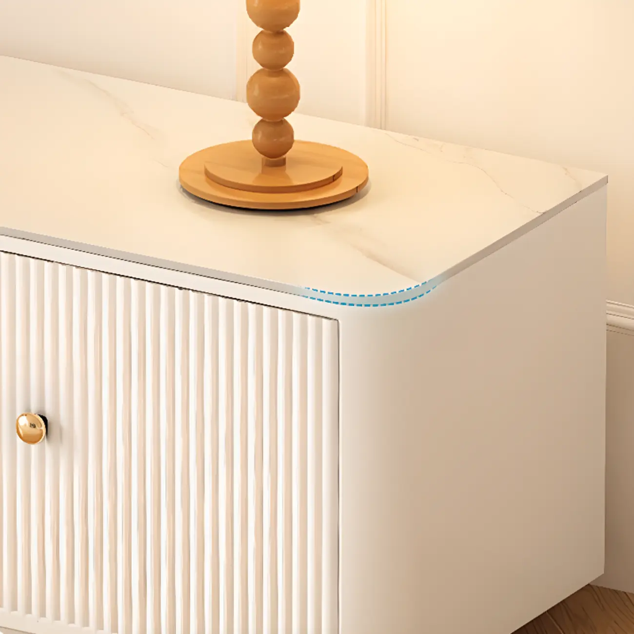 Modern Stone TV Stand with Storage and Cable Management Image - 4 | homeyfad