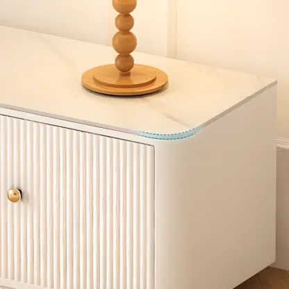 Modern Stone TV Stand with Storage and Cable Management Image - 4