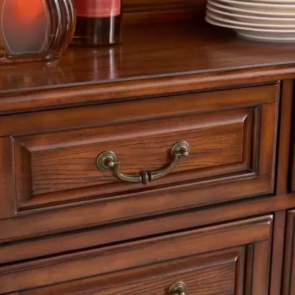 Wine Cabinet Cherry Wood Traditional Bar Glass Holder Image - 8