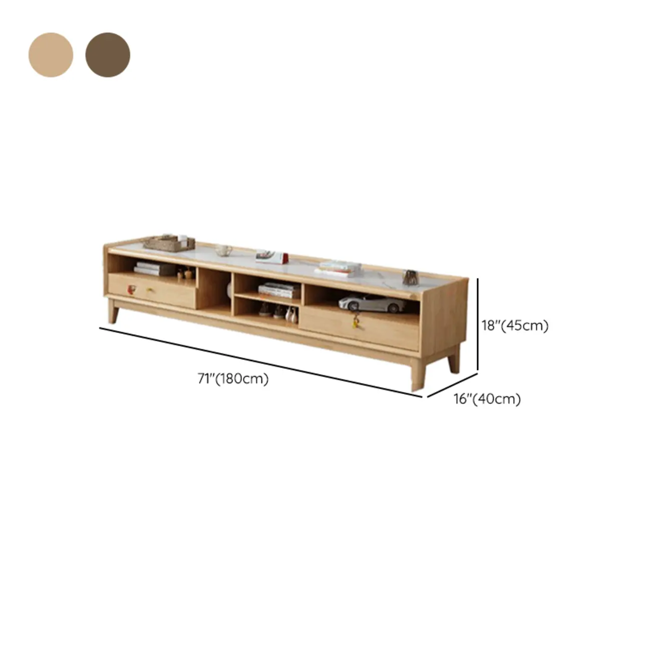 Modern Natural Wood TV Stand with Open Storage for Living Room #size | homeyfad