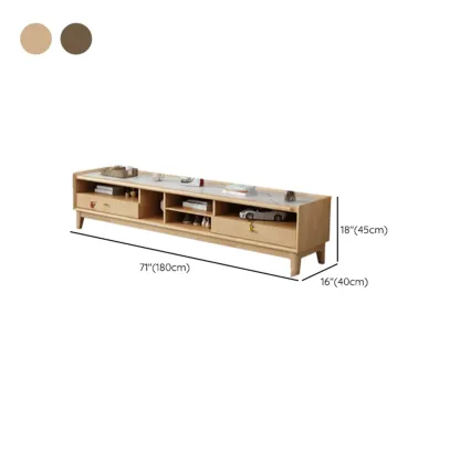 Modern Natural Wood TV Stand with Open Storage for Living Room #size