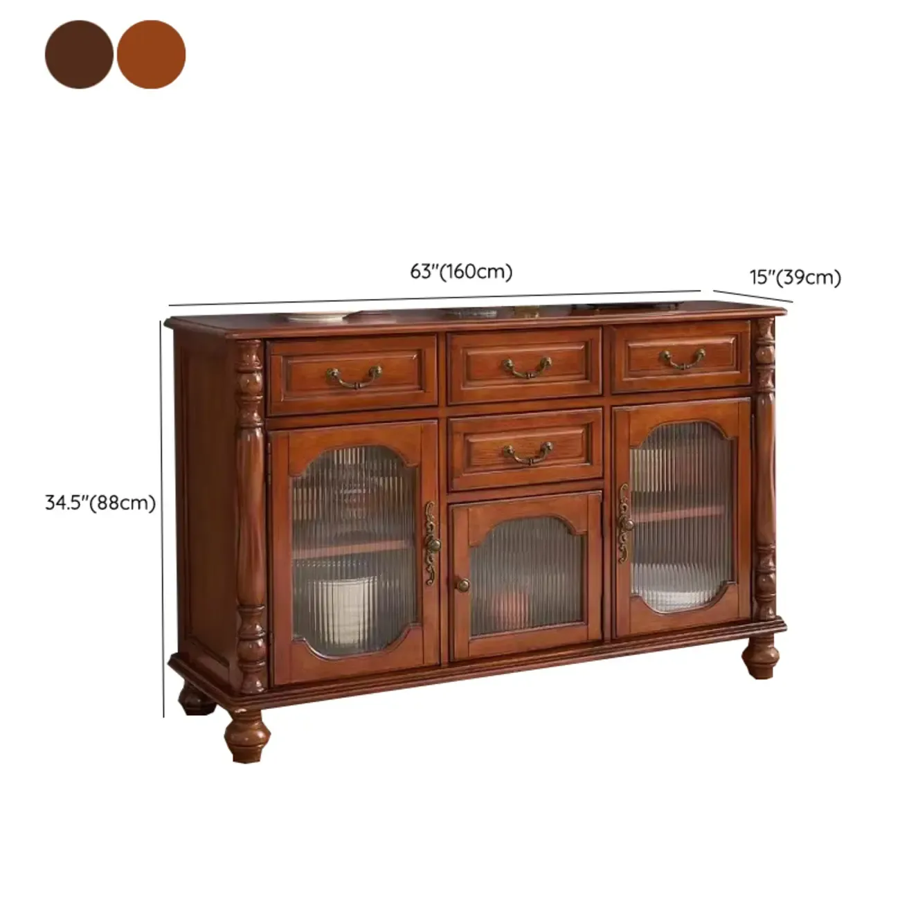 Wine Cabinet Cherry Wood Traditional Bar Glass Holder Image - 15