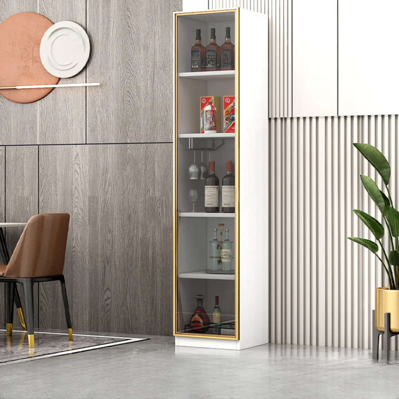 Modern White Wooden Wine Rack with Glass Holder Image - 2 | homeyfad