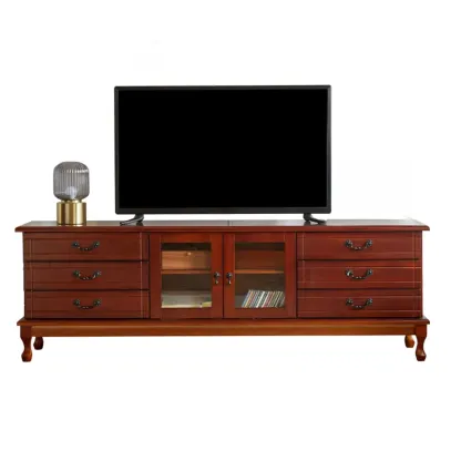 Modern Wooden TV Stand with 6-Drawers Storage for Living Room Image - 4