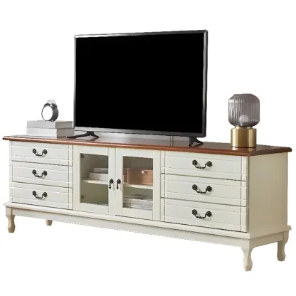 Modern Wooden TV Stand with 6-Drawers Storage for Living Room Image - 7