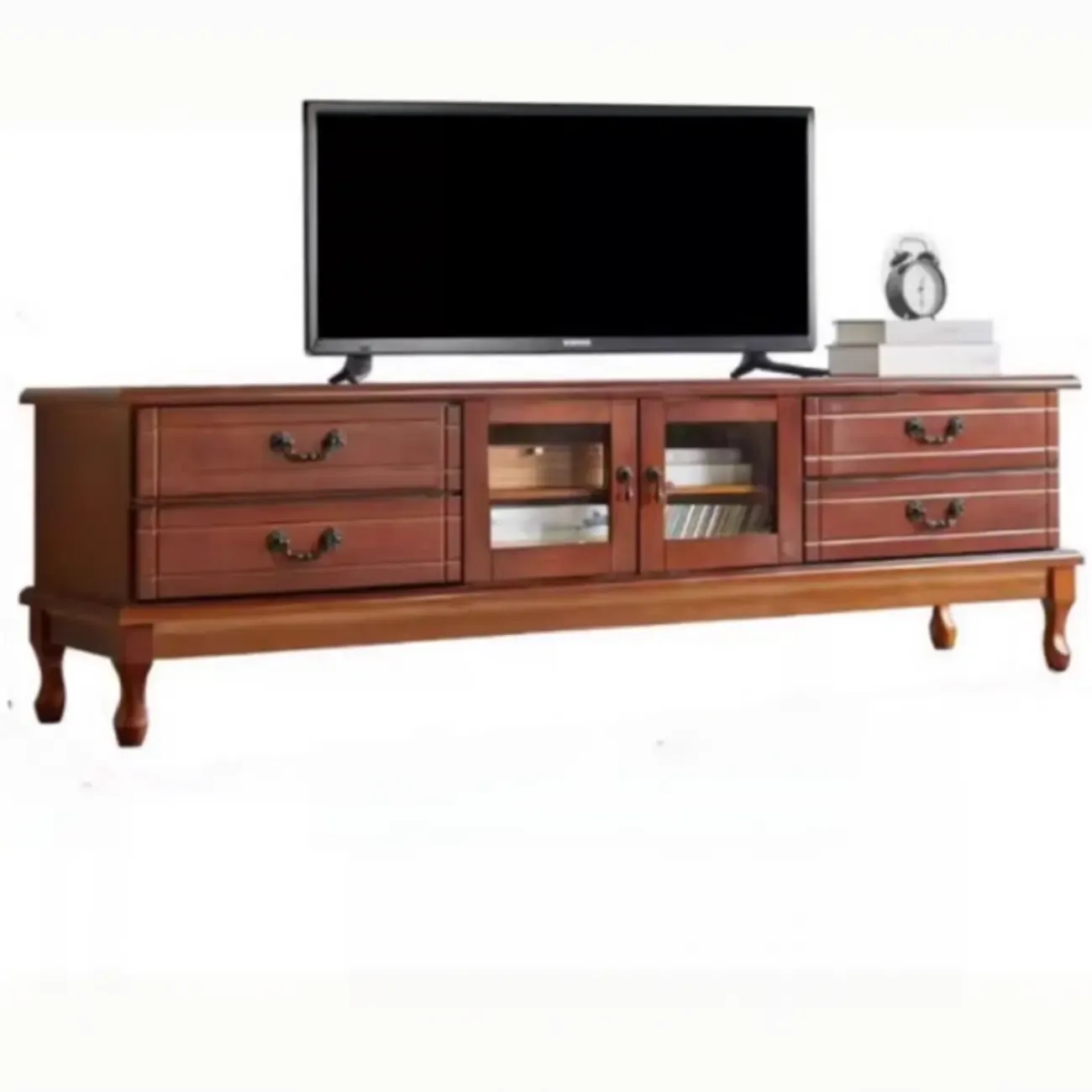 Modern Wooden TV Stand with 6-Drawers Storage for Living Room Image - 8
