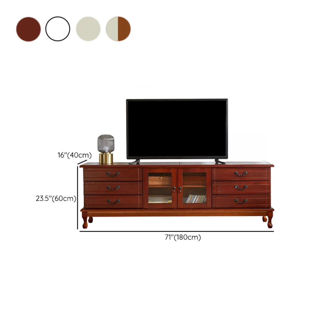 Modern Wooden TV Stand with 6-Drawers Storage for Living Room Image - 13 | homeyfad
