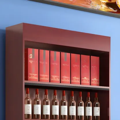 Modern Wooden Wine Cabinet with Doors and Shelf Storage in Red Image - 6