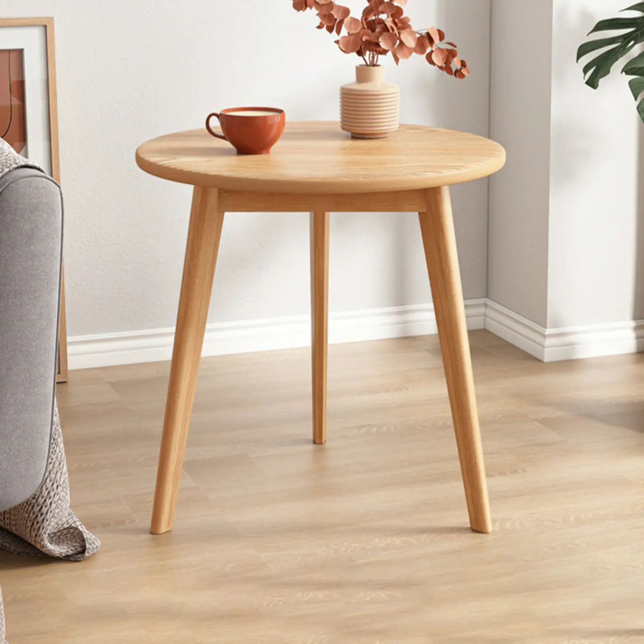 2-Tier Round Wood End Table for Living Room with Storage Image - 5 | homeyfad