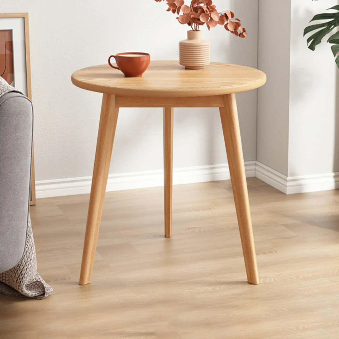 2-Tier Round Wood End Table for Living Room with Storage Image - 7 | homeyfad