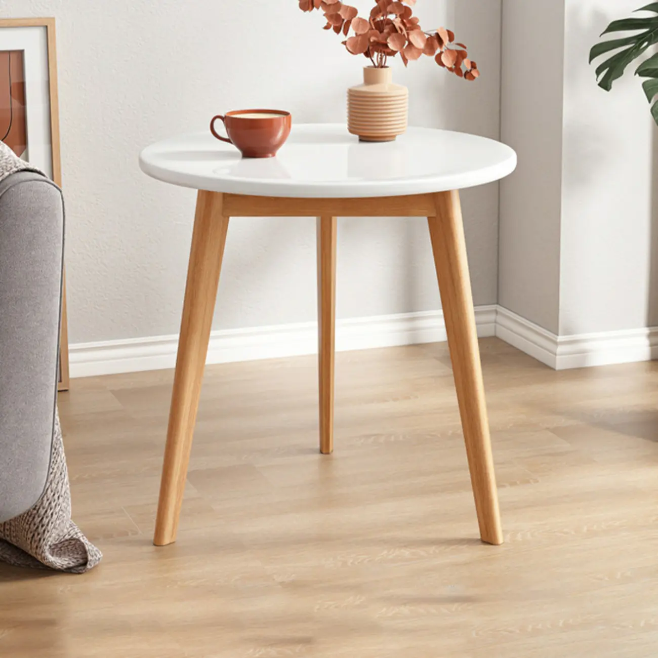 2-Tier Round Wood End Table for Living Room with Storage Image - 8 | homeyfad