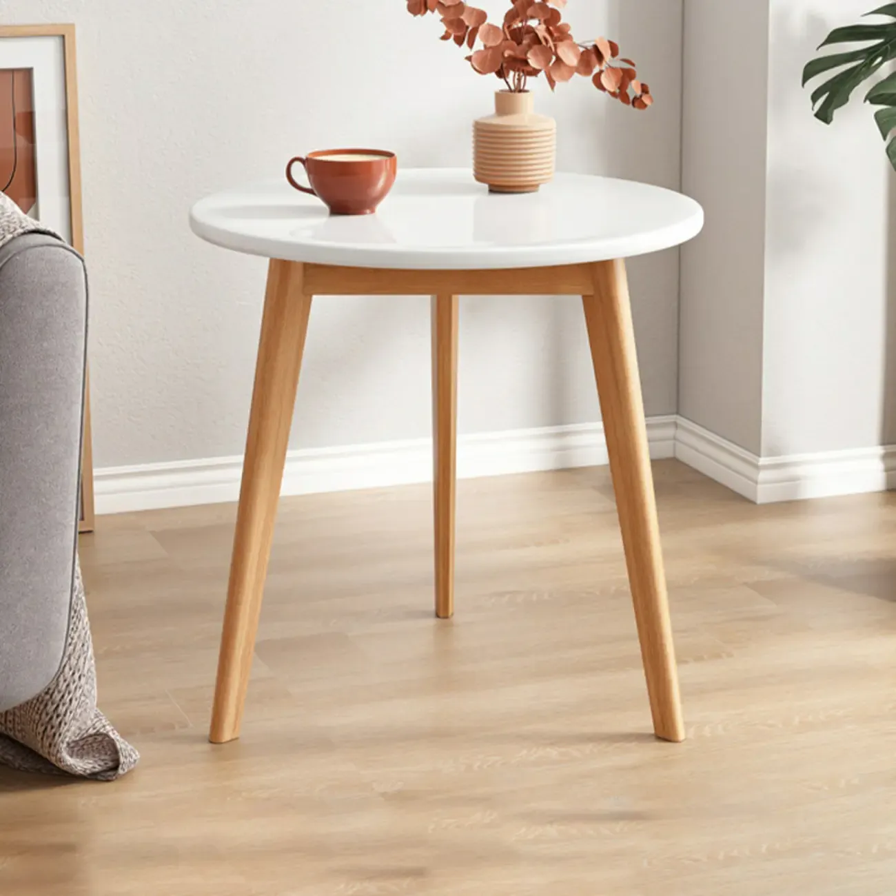 2-Tier Round Wood End Table for Living Room with Storage Image - 8