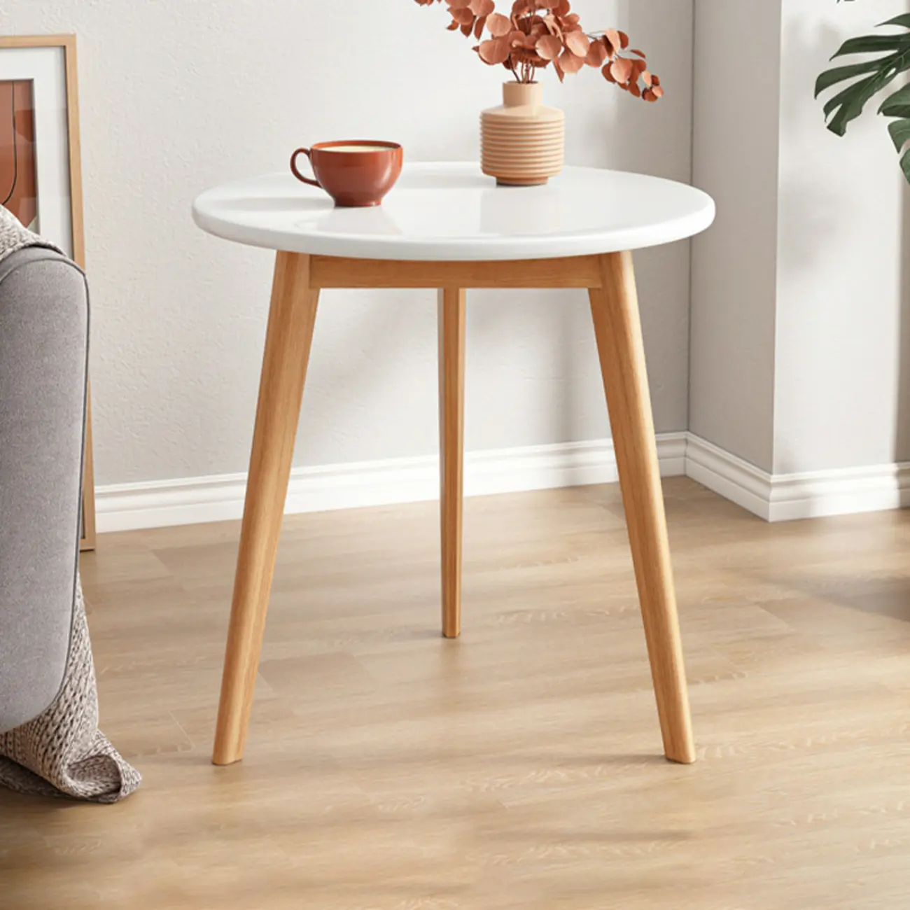 2-Tier Round Wood End Table for Living Room with Storage Image - 9 | homeyfad