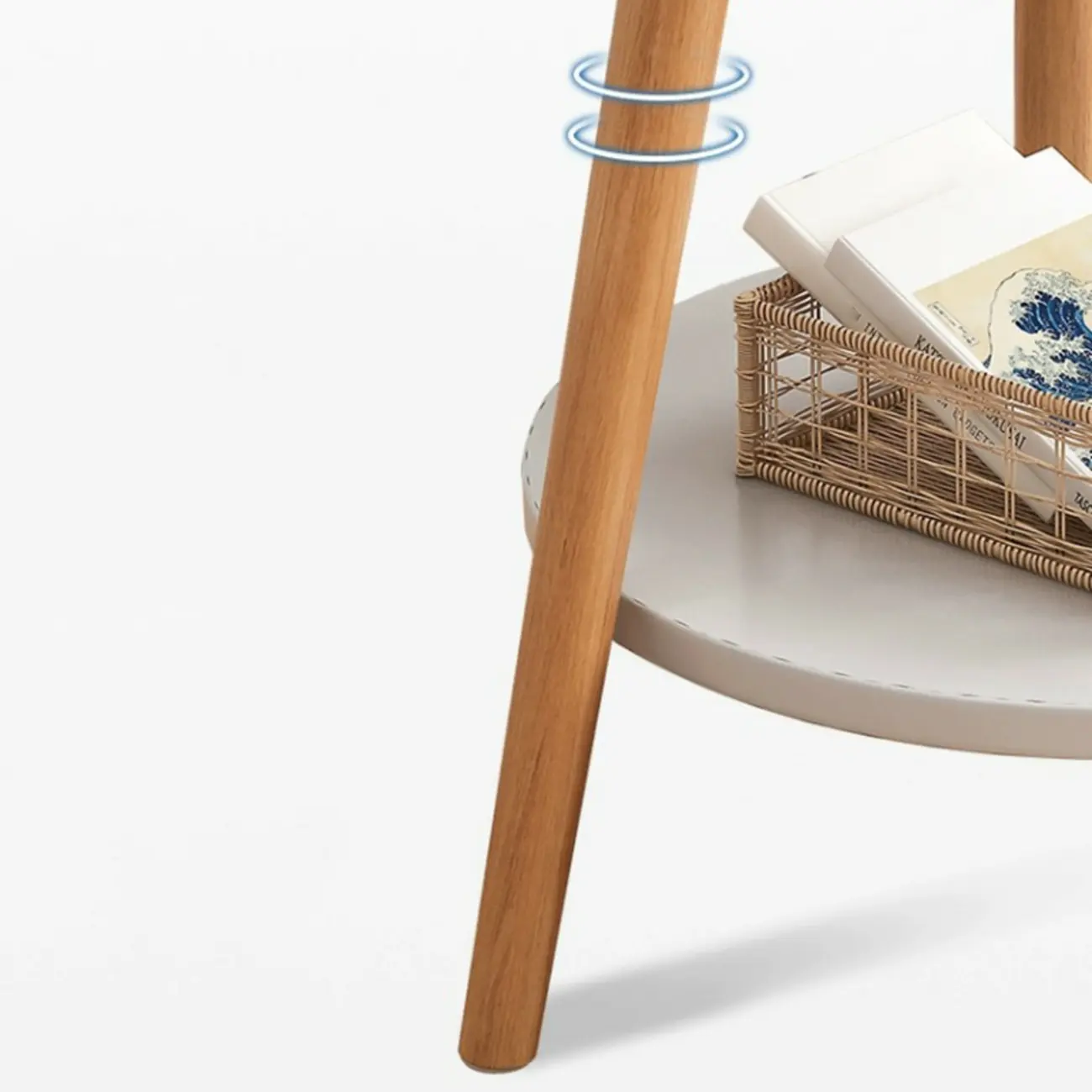 2-Tier Round Wood End Table for Living Room with Storage Image - 13 | homeyfad