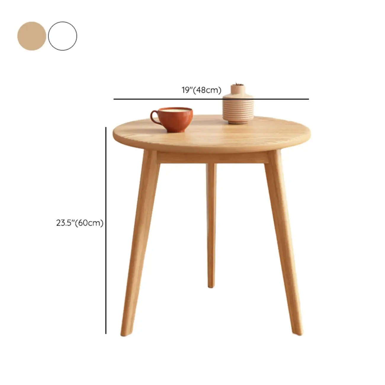 2-Tier Round Wood End Table for Living Room with Storage Image - 17