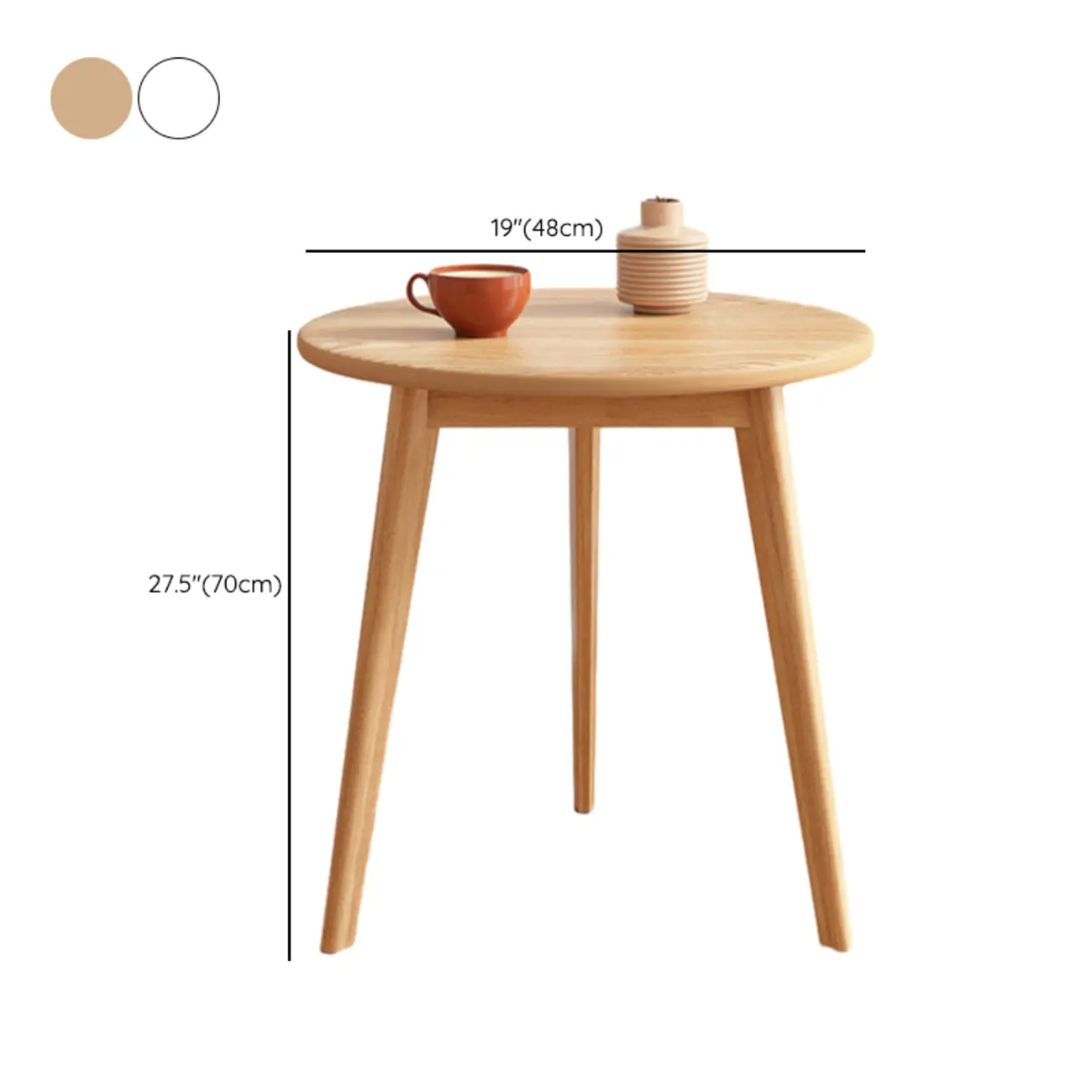 2-Tier Round Wood End Table for Living Room with Storage Image - 19 | homeyfad