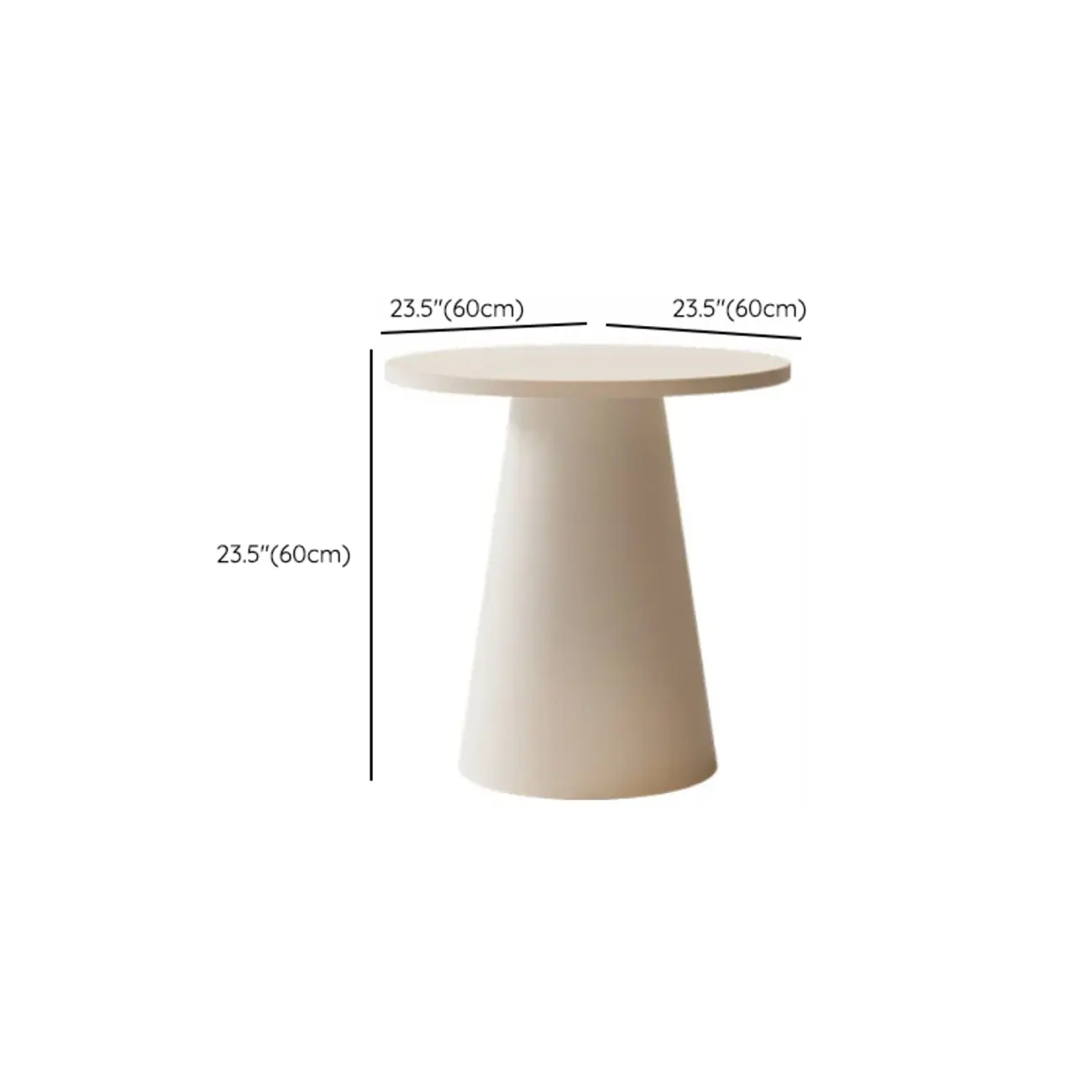 Minimalist Round White Wood End Table for Living Room #size