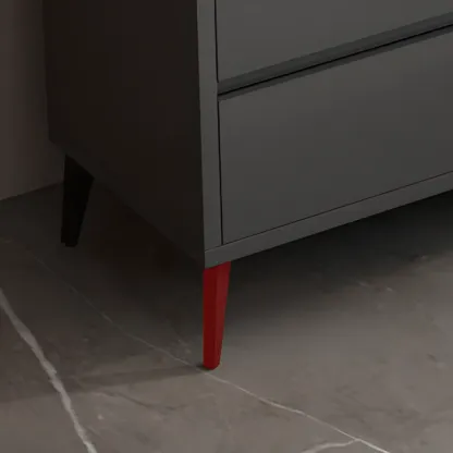 Modern Wood Freestanding Wine Cabinet with Drawers and Shelf Image - 13