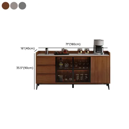 Modern Wood Freestanding Wine Cabinet with Drawers and Shelf Image - 20