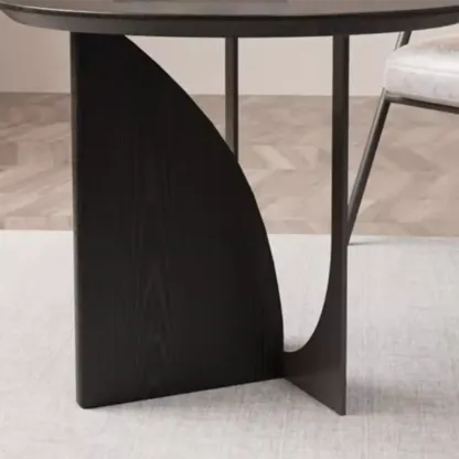 Stylish Round Black Wood End Table for Living Room Image - 8