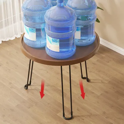 Round Natural Wood Tray Top End Table for Living Room Image - 8