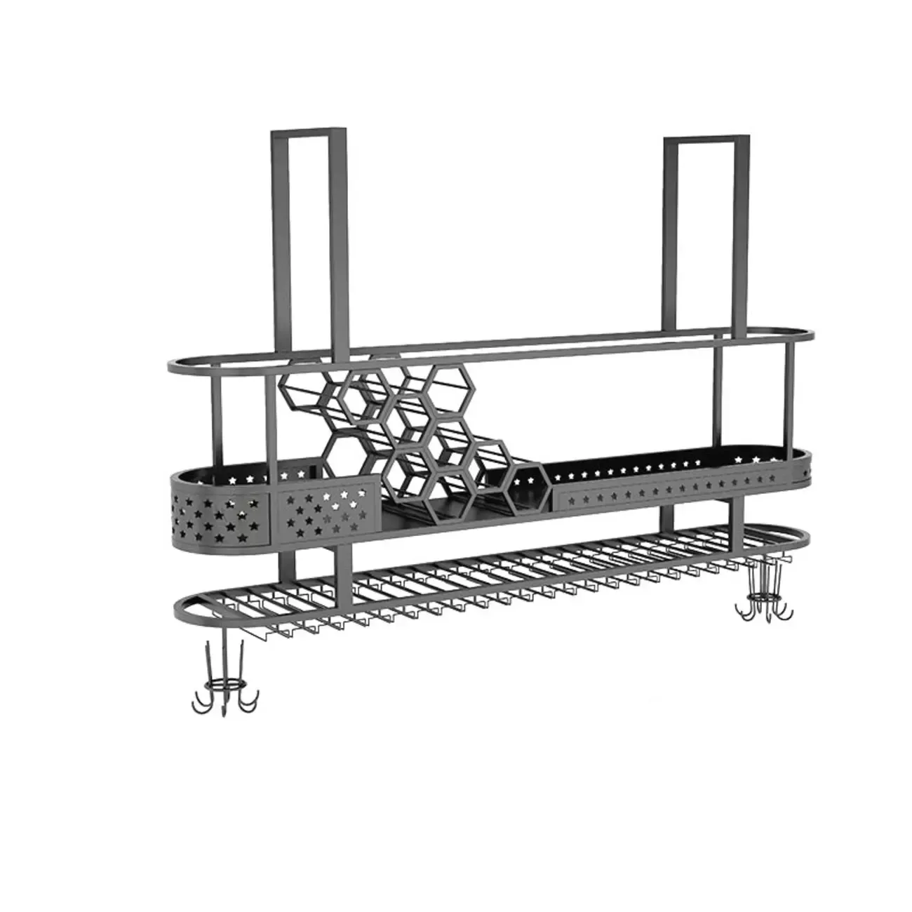 Metal Hanging Wine Rack with Glass Holder in Modern Glam Image - 3