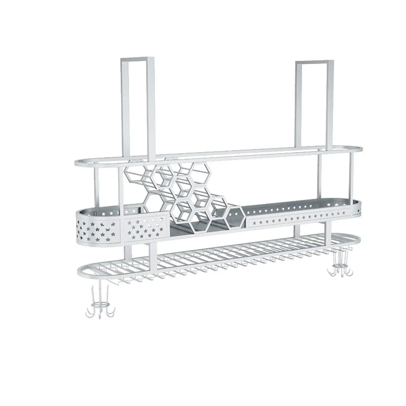 Metal Hanging Wine Rack with Glass Holder in Modern Glam Image - 5 | homeyfad
