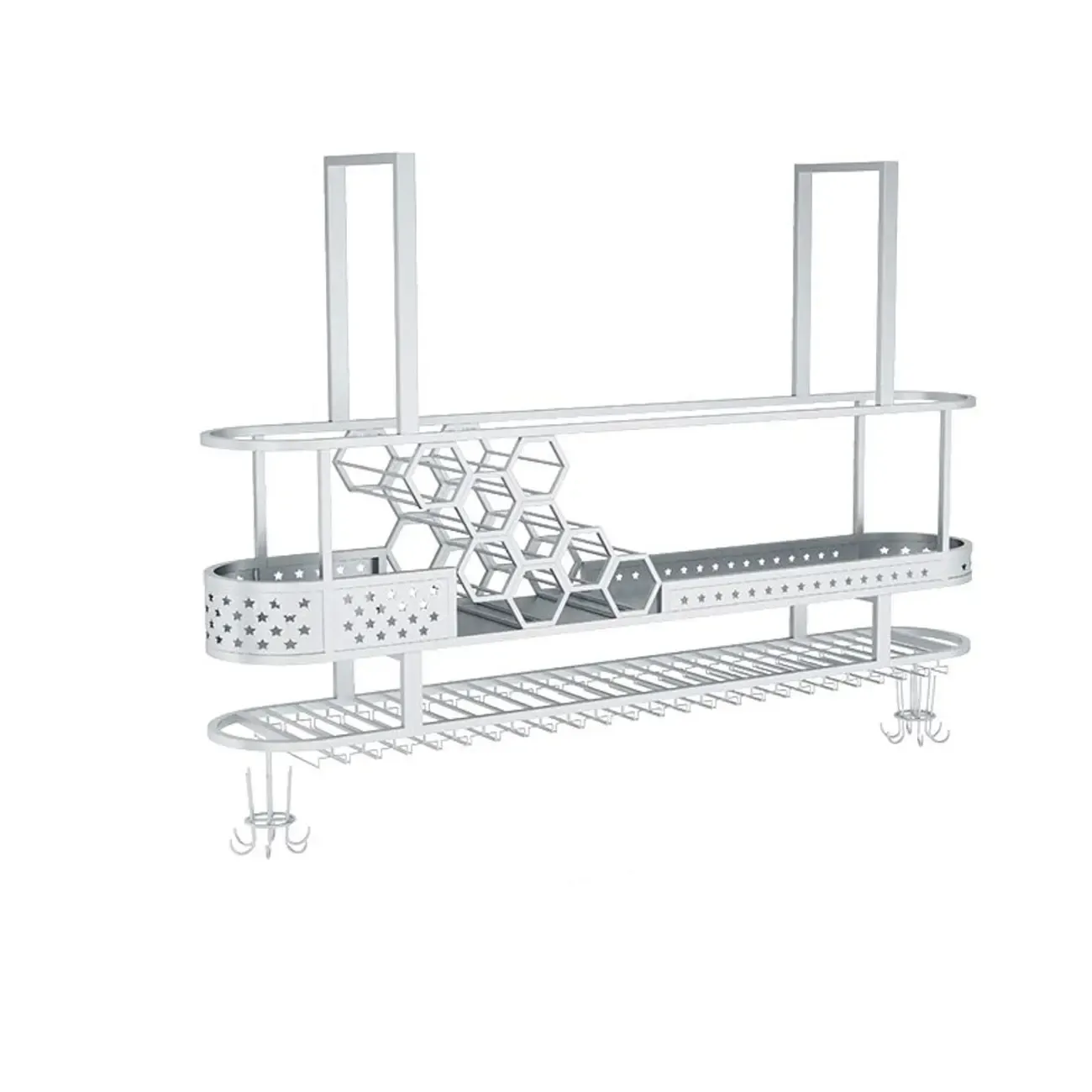 Metal Hanging Wine Rack with Glass Holder in Modern Glam Image - 5