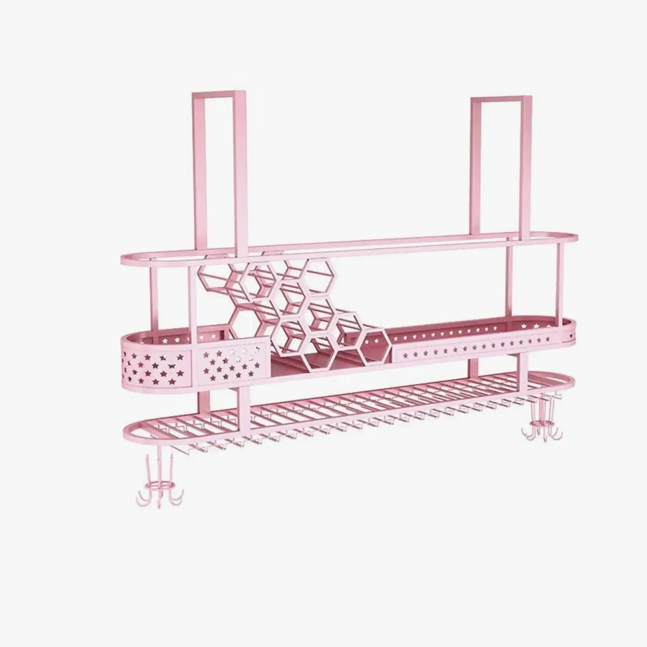 Metal Hanging Wine Rack with Glass Holder in Modern Glam Image - 7