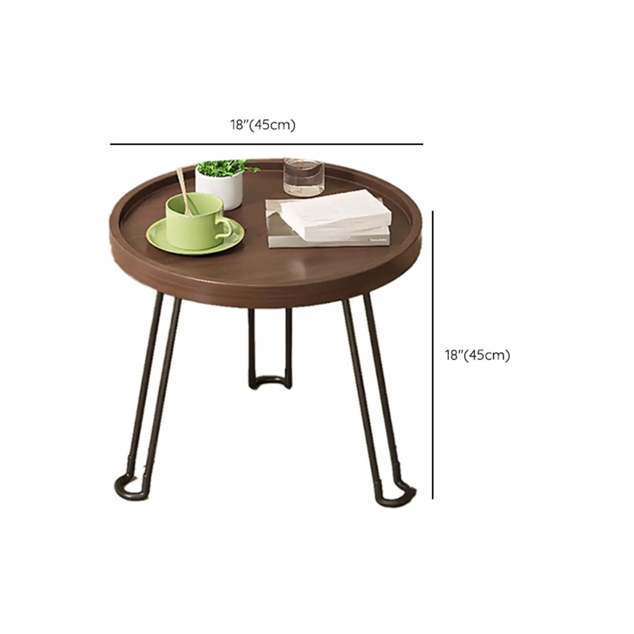 Round Natural Wood Tray Top End Table for Living Room Image - 15 | homeyfad