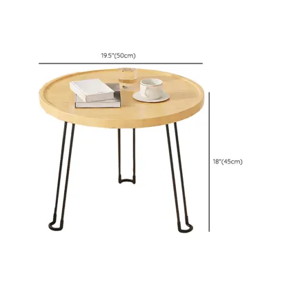 Round Natural Wood Tray Top End Table for Living Room Image - 17