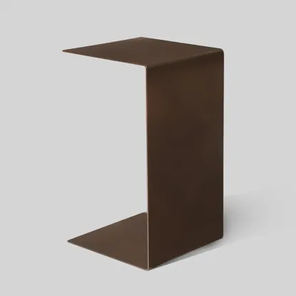  Small C-Shaped Black Metal End Table for Living Room Image - 2