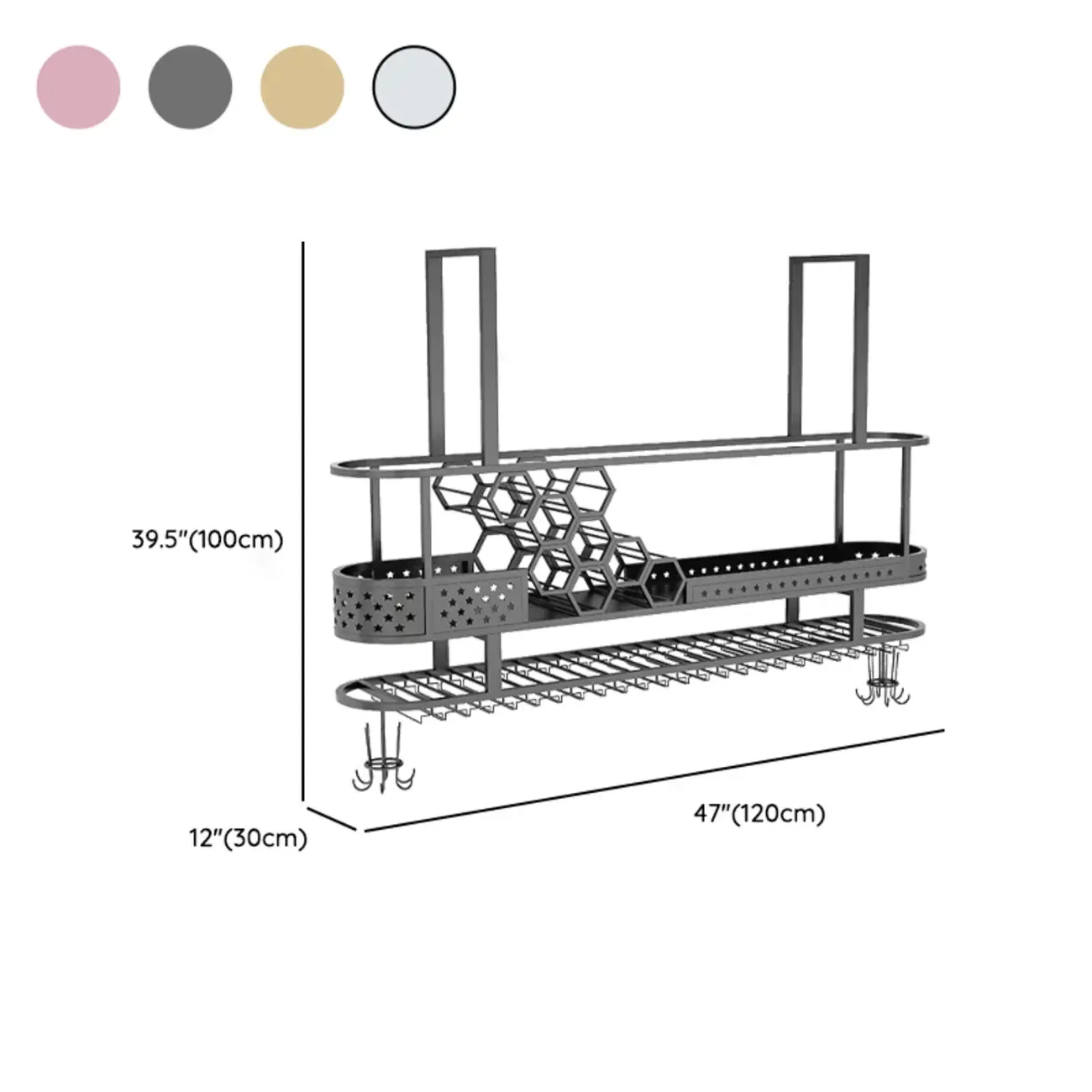 Metal Hanging Wine Rack with Glass Holder in Modern Glam Image - 15