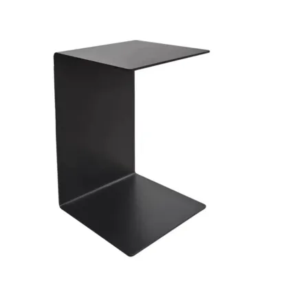  Small C-Shaped Black Metal End Table for Living Room Image - 3