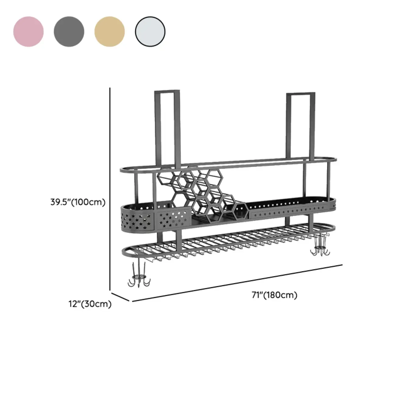 Metal Hanging Wine Rack with Glass Holder in Modern Glam Image - 17
