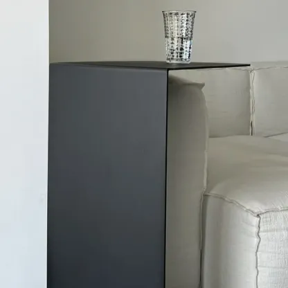  Small C-Shaped Black Metal End Table for Living Room Image - 10