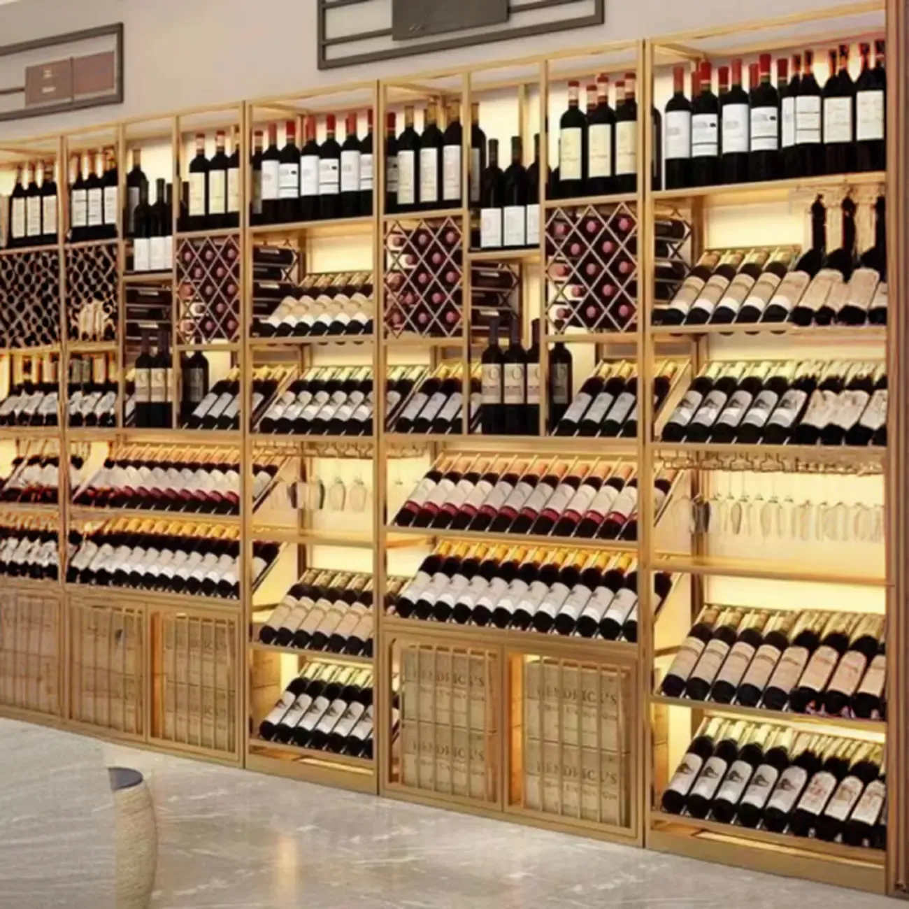 Modern Luxury Metal Wine Rack with Glass Storage Image - 3