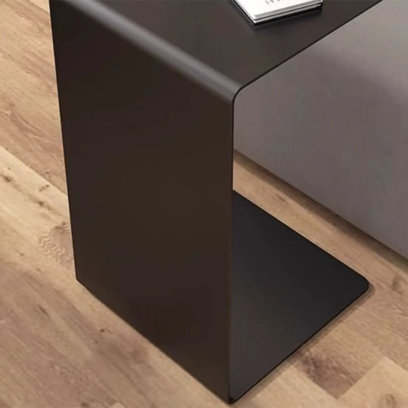  Small C-Shaped Black Metal End Table for Living Room Image - 11 | homeyfad