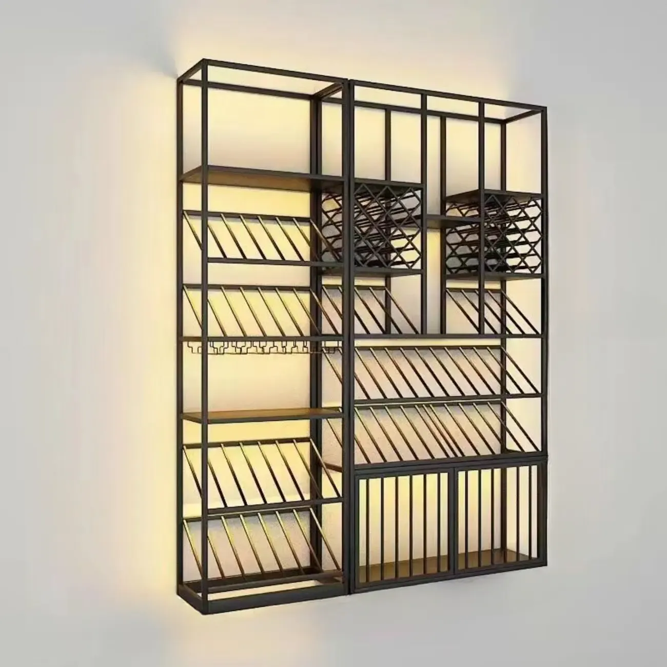 Modern Luxury Metal Wine Rack with Glass Storage Image - 4