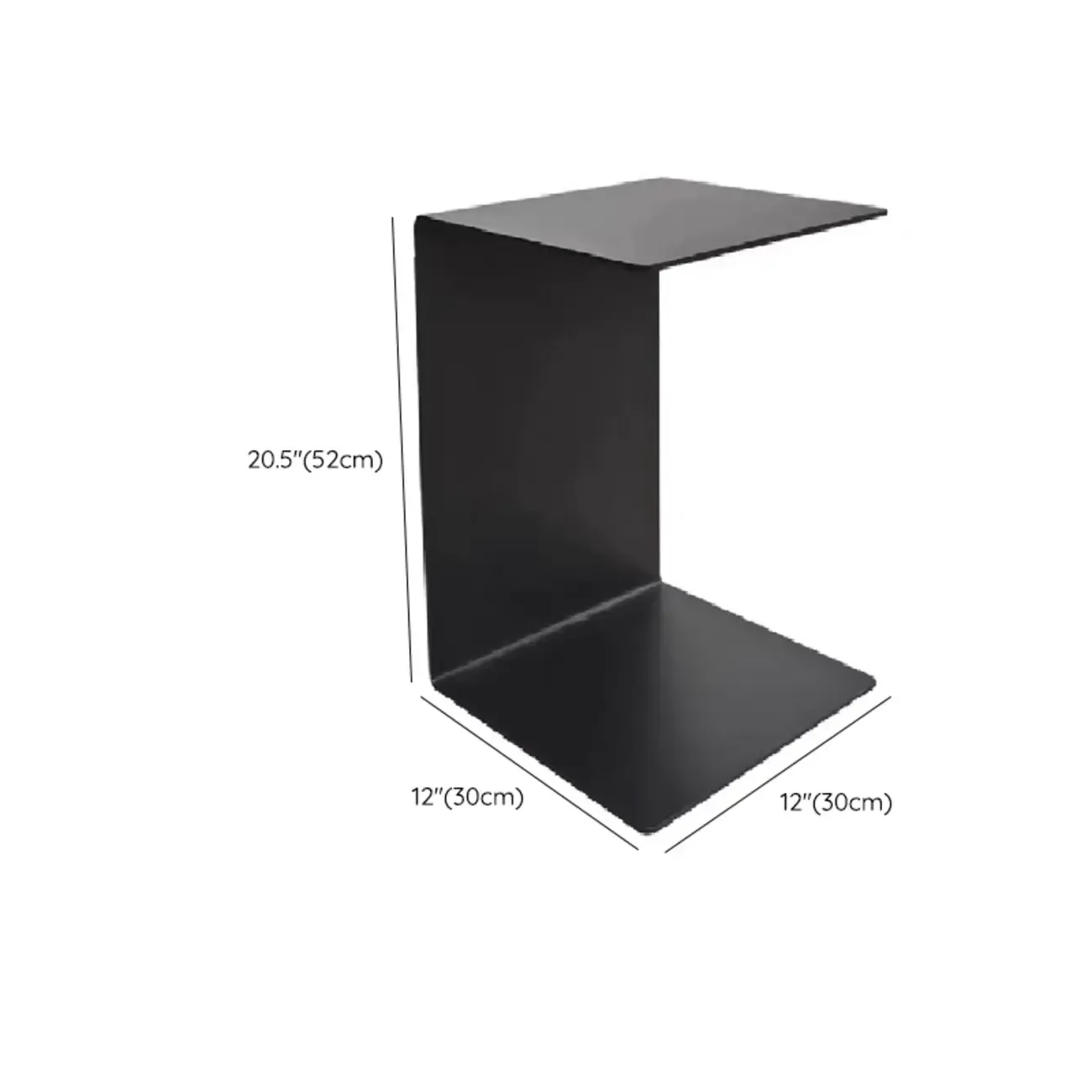  Small C-Shaped Black Metal End Table for Living Room #size