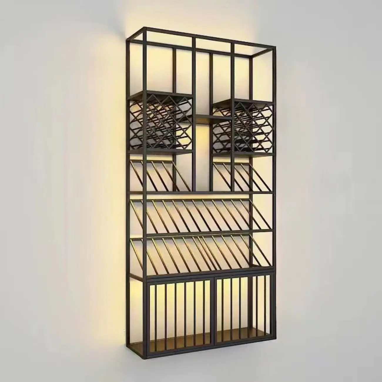 Modern Luxury Metal Wine Rack with Glass Storage Image - 5 | homeyfad
