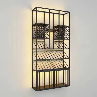 Modern Luxury Metal Wine Rack with Glass Storage Image - 5