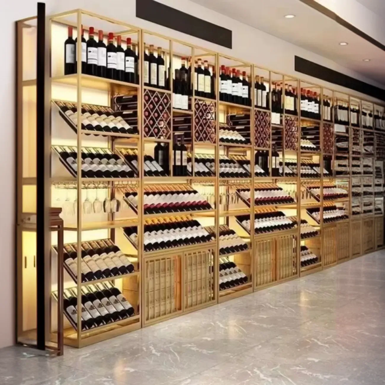 Modern Luxury Metal Wine Rack with Glass Storage Image - 6
